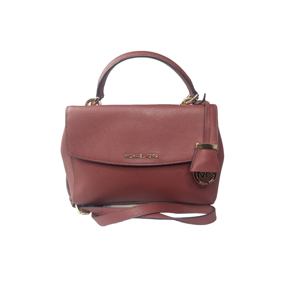 Michael Kors Women's Ava Top Handle Leather Satchel Reddish Brown Handbag